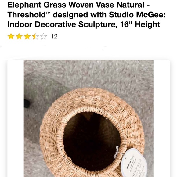 Elephant Grass Woven Vase Natural - Threshold™ designed with Studio McGee - Picture 2 of 5